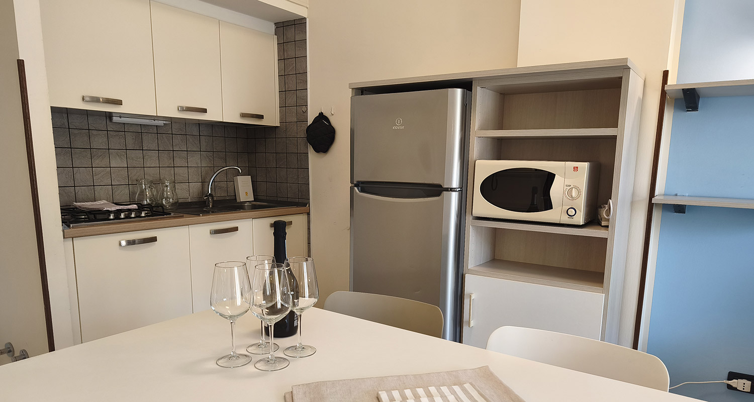 Interior of two roomed apartment C, garden side